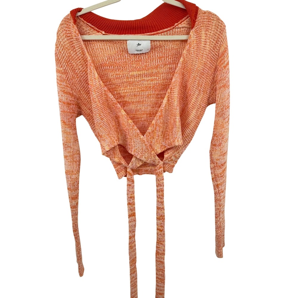 yllw Wrap Front Cropped Sweater Womens Small Orange Excellent Space Dye TI4096YL